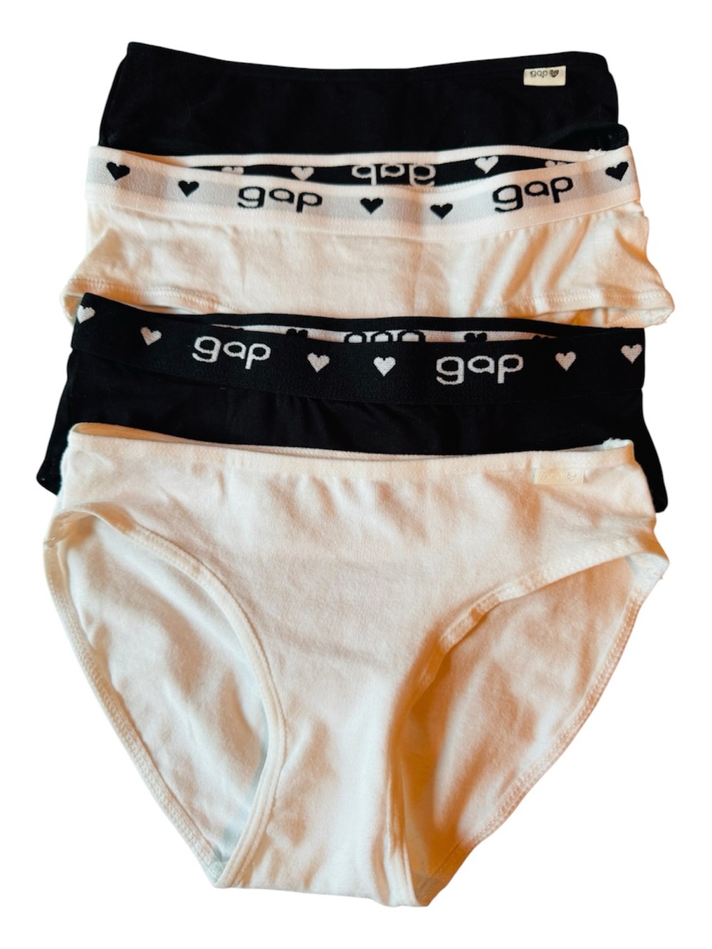 GAP Kids 4-Pack Cotton Bikini Briefs in Black, White, and Cream